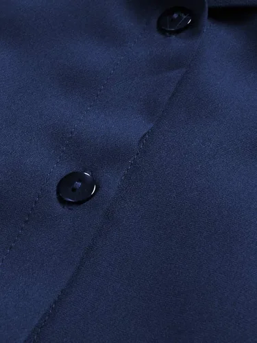 Vista 8 de VERWIN Vestido largo de manga larga para mujer holgado elegante con botones con bolsillos y cinturones Azul