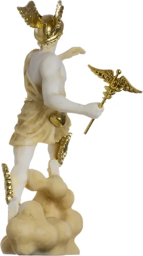 Vista 6 de BEAUTIFUL GREEK STATUES Hermes Mercurio Dios Zeus Son Estatua Romana Alabastro Tono Dorado 6.69