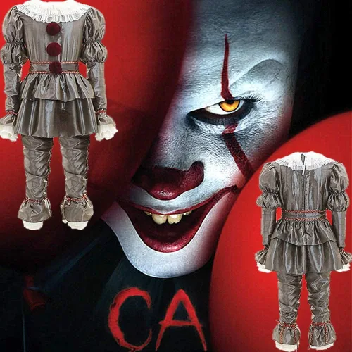 Vista 2 de ZOORO IT 2 Capítulo Pennywise payaso disfraz de Halloween cosplay Stephen King (K-M (49.2-55.1 in), gris