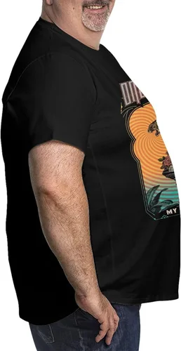 Vista 4 de SUNSHARD Camisetas de manga corta grandes y altas para hombre, cuello redondo, algodón suave, tallas grandes, casuales para hombres