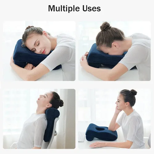 Vista 7 de Almohada de almohada para dormir de oficina para siesta de escritorio, almohada de siesta boca abajo con diseño de agujero brethable, almohada