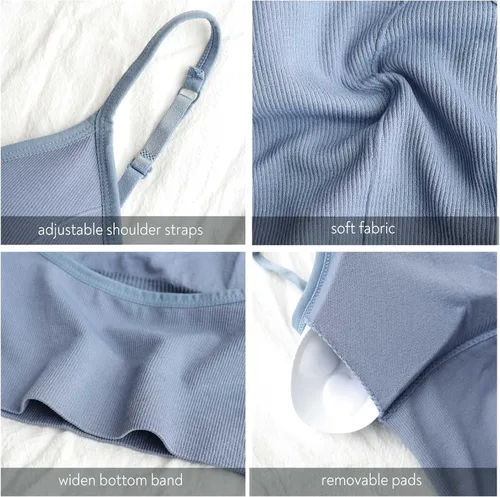 Vista 5 de Eleplus Brasier cómodo para dormir de 4 piezas para mujer, brasier sin varillas, acolchado, paquete de 4