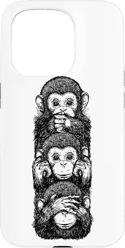 Vista 14 de Three Wise Monkeys See No Evil Hear No Evil Speak No Evil Case for iPhone 16