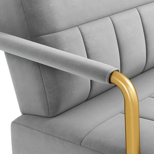 Vista 8 de Yaheetech Silla de Acento de Terciopelo de 30" de Ancho Sillón Grande con Marco Dorado y Almohada Cómoda para Sala de Estar, Dormitorio, Oficina