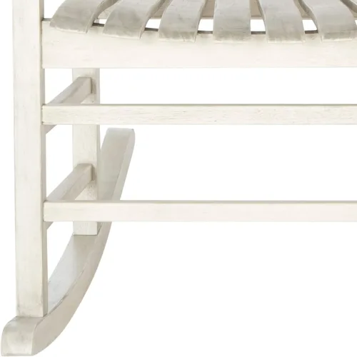 Vista 4 de Blanco Lavado Gris Acacia Madera Mecedora Bohemia Ecléctica Country Respaldo