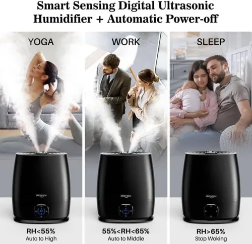 Vista 3 de Okaysou Humidificadores, humidificador inteligente y difusor de 6 litros para dormitorio, habitación grande, con control remoto, sin filtro