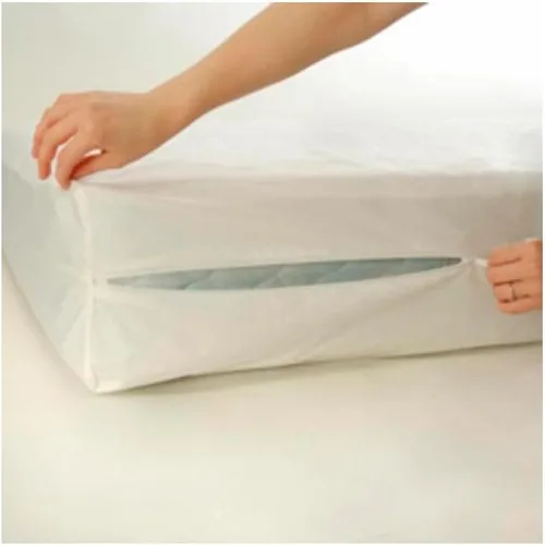 Vista 2 de Funda de colchón de vinilo de lujo con cremallera para cuna, tamaño estándar, impermeable, 28 x 52 pulgadas, color blanco