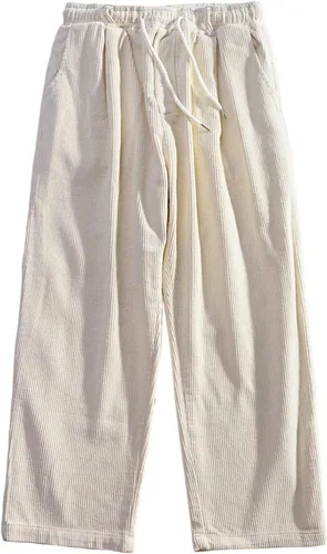 Vista 3 de Aelfric Eden Pantalones de pana vintage para hombre, pantalones largos y sólidos con cintura elástica, pantalones casuales de hip hop, pantalones