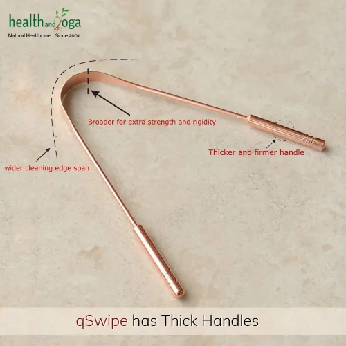Vista 7 de HealthAndYoga™ qSwipe - Raspador limpiador de lengua de cobre, agarre higiénico, no sintético, limpiador de cepillo de lengua (cobre, paquete de 1)