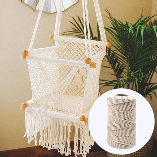 Vista 4 de Hilo de macramé, hilo de algodón beige, cuerda de algodón, cuerda de algodón Cordón de macramé natural para atrapasueños, manualidades, tejer A