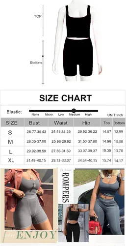 Vista 2 de JTWF Conjunto de entrenamiento casual de 2 piezas para mujer, camiseta sin mangas acanalada, cintura alta, leggings de yoga, ropa deportiva