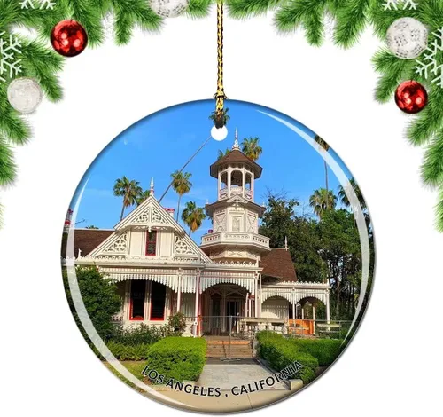 Vista 5 de California Los Ángeles Battleship Museum USA Christmas Tree Adorno Decoración Colgante Colgante Decoración City Travel Souvenir Collection Porcelana