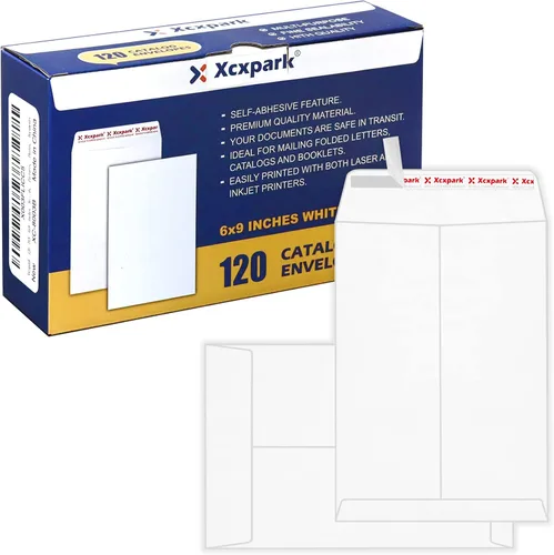 Vista 16 de Xxcxpark 120 sobres de seguridad para catálogo de 6 x 9 pulgadas, sobres autoadhesivos imprimibles, sobres marrones antidesgarros, para tarjetas
