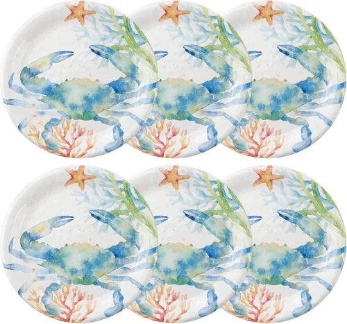 Vista 13 de UP UPware - Juego de platos redondos para ensalada de melamina de cangrejo, platos redondos para risotto, pasta y ensalada, sin BPA, aptos