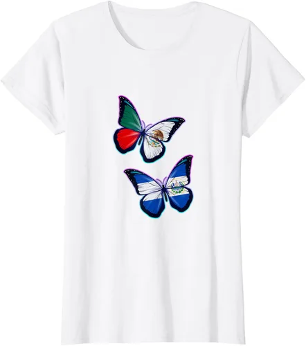 Vista 16 de Raíces biculturales de El Salvador y México. Versión mariposa Camiseta, Negro