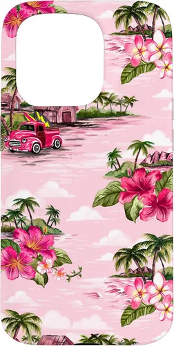 Vista 12 de Funda para iPhone 11 Tropical Hibiscus Island Palm Tree Rockabilly Surfer Beach