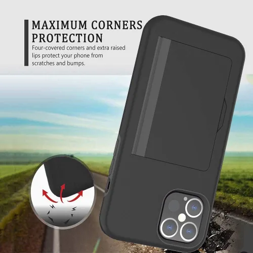 Vista 5 de Asuwish Funda de teléfono para iPhone 12 Pro Max de 6.7 pulgadas con protector de pantalla de vidrio templado y ranura para tarjeta celular, soporte