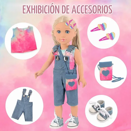 Vista 3 de Ecore Fun - Juego de muñecas de 18 pulgadas con 8 accesorios