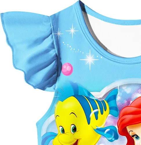 Vista 2 de ZENGTO Vestido de disfraz de princesa con aleteo de manga corta para niñas de 2 a 7 años