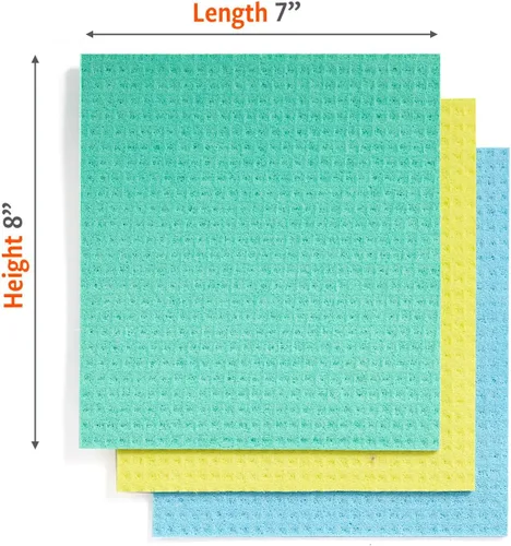 Vista 6 de Full Circle Paños de cocina suecos Squeeze – Paquete de 6 paños de esponja de celulosa reutilizables, toallas de limpieza de microfibra súper