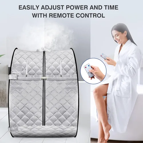 Vista 3 de Sauna de vapor portátil, caja de sauna personal para el hogar, tiendas de sauna para spa en casa, generador de vapor de 3 L y 800 W con protección