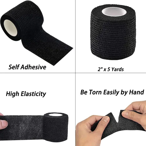 Vista 2 de Arcimatto Cinta para máquina de tatuajes, 12 unidades de vendaje autoadhesivo de 2 pulgadas x 5 yardas, cubierta de agarre de tatuaje, rollos