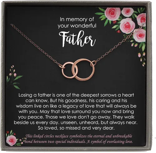 Vista 11 de Regalos conmemorativos por la pérdida del padre, collar de perlas blancas de plata de ley 925 con mensaje significativo