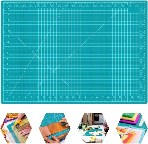 Vista 12 de Tapete de corte autorreparable de 18 x 12 pulgadas, tapete de costura para manualidades, tabla de cortar de mesa de 5 capas de doble cara