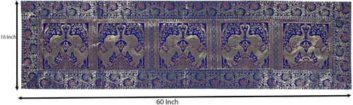 Vista 2 de Camino de mesa tradicional de seda rectangular decorativo, mantel de seda para centro de mesa con diseño floral ético, alfombrilla para mesa 152,4 x