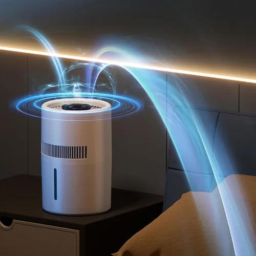 Vista 6 de Purificador de aire y humidificador, 2 en 1, 5 W, 4 L, tanque de agua, silencioso, humidificador evaporativo y purificador de aire, combo