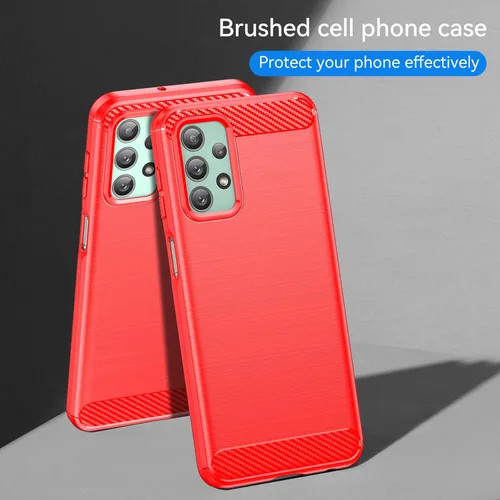 Vista 7 de M MAIKZI - Funda para Samsung Galaxy A23, TPU cepillado rojo, con protector de pantalla HD
