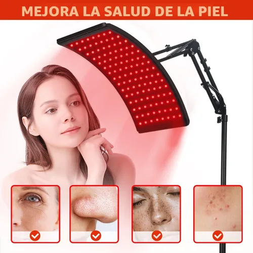 Vista 2 de Terapia de luz roja para cara y cuerpo, lámpara de terapia de luz roja infrarroja con soporte LED de 660 nm de luz roja terapéutica y dispositivo