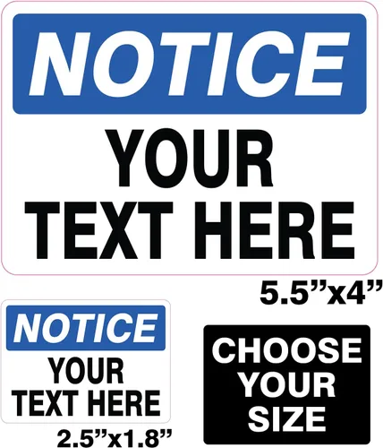 Vista 3 de Calcomanías de aviso personalizadas, calcomanías de texto impermeables, adhesivo azul laminado para exteriores, calcomanías de vinilo