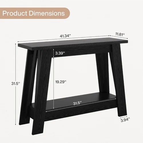 Vista 2 de Tribesigns Mesa consola de granja de 41.3 pulgadas, mesa de entrada de madera de 2 niveles con almacenamiento, rústica estrecha detrás del sofá