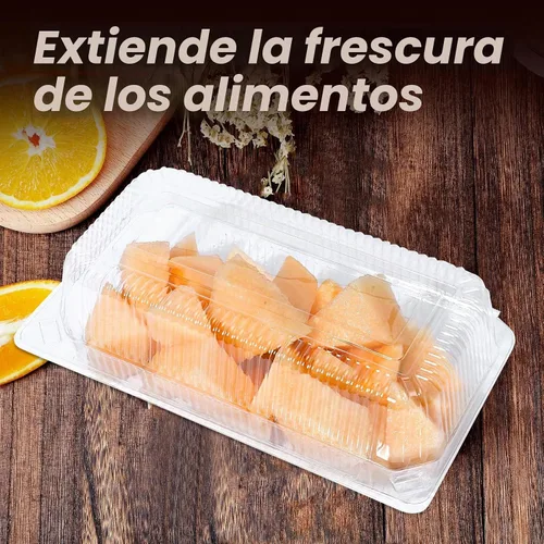 Vista 5 de MANSHU 100 recipientes de plástico transparente para llevar, recipiente desechable de postre con tapa, para ensaladas, pasta, sándwiches