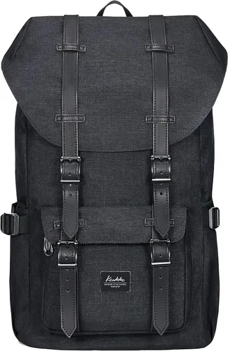 Vista 15 de KAUKKO Mochila de viaje para laptop, mochila al aire libre, mochila causal para 15.6 pulgadas (nailon negro)