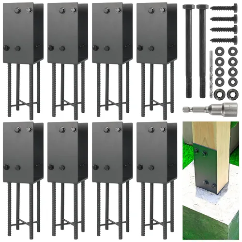 Vista 11 de 4"x4" (Real 3.5"x3.5") Soporte de poste en U de acero inoxidable, anclaje de poste para hormigón húmedo, soporte de base de poste resistente