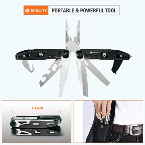Vista 7 de Pinzas multiherramienta 18 en 1, multiusos, cuchillo de bolsillo, de acero inoxidable duradero, multiherramienta para supervivencia, camping, caza