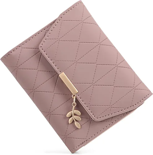 Vista 14 de RNIEGA Cartera pequeña de cuero para mujer, con bloqueo RFID, tarjetero compacto con cremallera y bolsillo para monedas con ventana de identificación