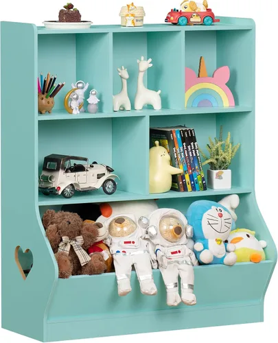 Vista 11 de Lerliuo Estantería y organizador de almacenamiento para bebés y niños pequeños, gabinete y librero para niños, estante de madera con 3