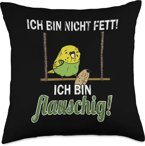 Vista 4 de Lustiges Wellensittich T-Shirt Sittich Vogel Shirt Funny Budgie T-Shirt-Nicht Fett sondern Throw Pillow, 16x16, Multicolor