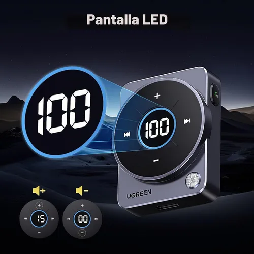 Vista 6 de UGREEN Adaptador Bluetooth 5.4 para automóvil, [cancelación de ruido] Receptor Bluetooth Aux para automóvil, receptor de audio inalámbrico de 3.5mm