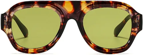 Vista 19 de Gafas de Sol Retro Cuadradas para Mujeres, Estilo Gradiente de Moda, UV400, Tendencia, Gafas de Sol Piloto para Hombres Verde Amarillo