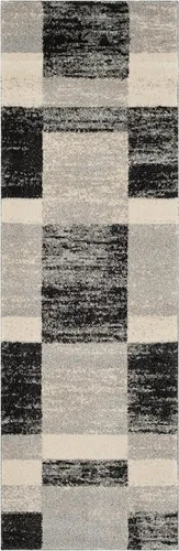 Vista 3 de SAFAVIEH Retro Collection - Alfombra de pasillo, 2 pies 3 pulgadas x 7 pies, negro y gris claro, diseño abstracto moderno, no desprende pelusa