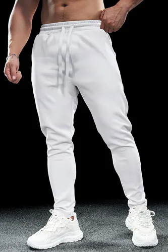Vista 3 de GINGTTO Pantalones deportivos para hombre Slim Fit Gris Algodón con Bolsillos