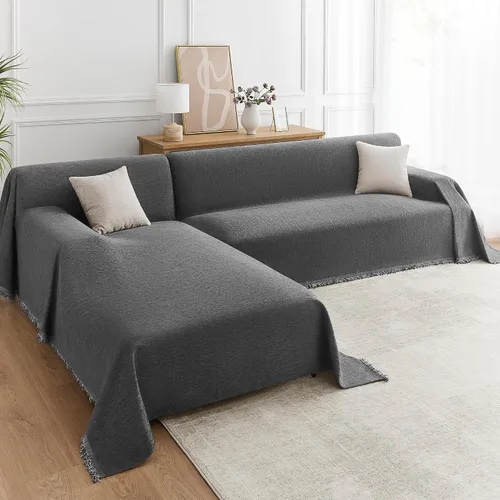Vista 9 de Juego de 2 fundas de sofá modulares para sofás en forma de L, protector de muebles lavable y apto para mascotas, manta de felpilla para sofá de 2 a