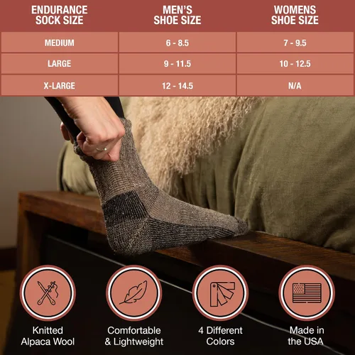 Vista 7 de Williamston Alpaca Calcetines Endurance para hombres o mujeres, fabricados en Estados Unidos, cálidos, suaves, lavables a máquina