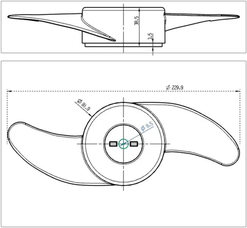 Vista 3 de Accesorios de motor fueraborda Eléctrico Hélice de dos palas 32LBS, 36LBS, 40LBS, 46LBS Motor de arrastre