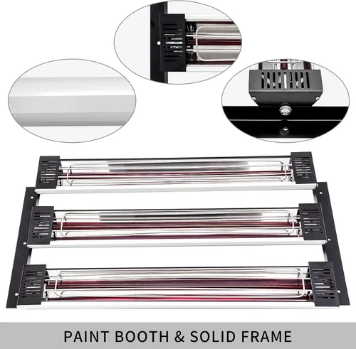 Vista 2 de Lámpara de curado de pintura infrarroja 3000 W 110 V lámpara de calor infrarrojo de onda corta para reparación de carrocería de automóvil, sistemas
