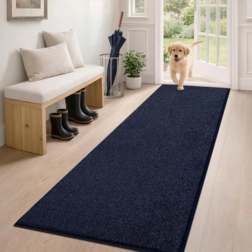 Vista 30 de PURRUGS Tapete para puerta con atrapamiento de suciedad, 20 x 31.5 pulgadas, antideslizante, lavable a máquina, tapete para puerta de perro, tapete